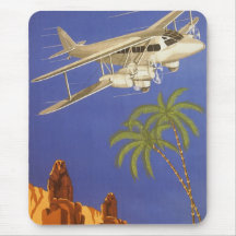 Vintage Travel Poster Cairo Egypt Africa Aeroplane Mousepad
