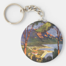 Vintage Travel Poster, Cape Town, South Africa Keychains