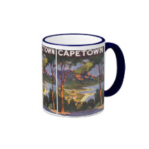 Vintage Travel Poster, Cape Town, South Africa Coffee Mugs