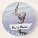 Vintage Travel Poster Excelsior Zurich Switzerland Beverage Coasters