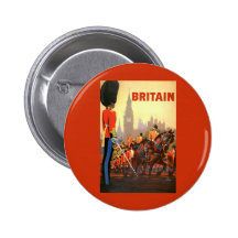 Vintage Travel Poster, Great Britain, England Pinback Button