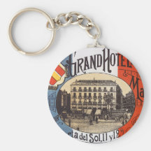 Vintage Travel Poster, Hotel Paix, Madrid, Spain Keychain