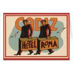 Vintage Travel Poster, Hotel Roma, Cadiz, Spain Card