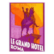 Vintage Travel Poster, Le Grand Hotel Roma Italy Invites