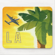 Vintage Travel Poster, Los Angeles, California Mouse Mats
