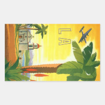 Vintage Travel Poster, Los Angeles, California Rectangular Stickers