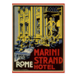 Vintage Travel Poster, Marini Strand Hotel, Rome Post Card
