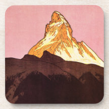 Vintage Travel Poster, Matterhorn, Switzerland Beverage Coasters