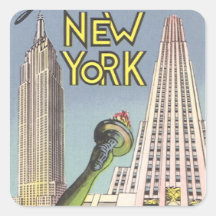 Vintage Travel Poster, New York City Landmarks Sticker