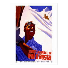 Vintage Travel Poster - Skiing in the Italian Alps Postcards