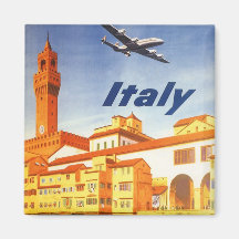 Vintage Travel Poster, Volterra Italy Bridge River Refrigerator Magnet