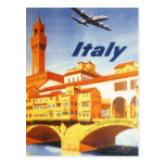 Vintage Travel Poster, Volterra Italy Bridge River Postcard