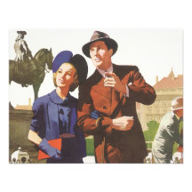 Vintage Travel, Tourists on Vacation Sightseeing Personalised Announcement