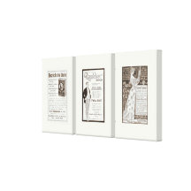 Vintage Triptych of Three 1899 Ads Gallery Wrap Canvas