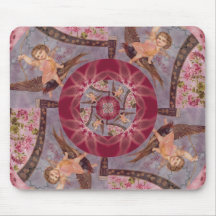 Vintage True Love Cupid On Bird Mousepads