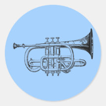 Vintage Trumpet Wood Engraving Stickers