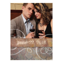 Vintage Tuscan Damask Italian Elegance Photo Announcements