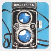 Vintage Twin Lens Camera Square Stickers