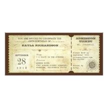 vintage typography birthday tickets custom invitations
