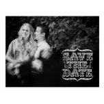 Vintage Typography Photo Save the Date Postcard postcards