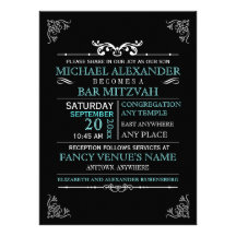 Vintage Typography Poster Bar-Bat Mitzvah Personalized Invite
