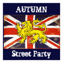Vintage Union Jack Autumn Street Party Invitation