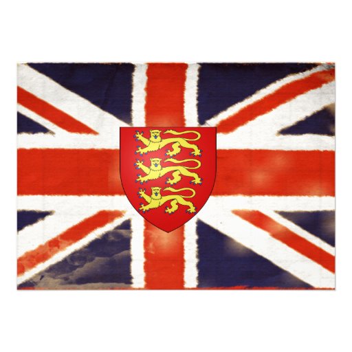 Vintage Union Jack Coat Of Arms Invitations