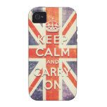 Vintage Union Jack flag keep calm and carry on iPhone 4 Cases