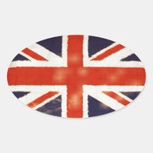 Vintage Union Jack Oval Sticker