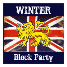 Vintage Union Jack Winter Block Party Invitation