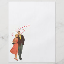 Vintage Valentine Walking with Floating Hearts Custom Flyer