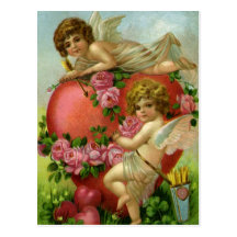 Vintage Valentines Day Victorian Angels Heart Rose Post Cards