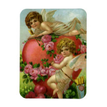Vintage Valentines Day Victorian Angels Heart Rose Magnets