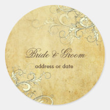 Vintage vanilla swirls wedding stickers