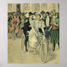 Vintage Victorian Bride and Groom on a Bike Print