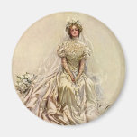 Vintage Victorian Bride Flowers, Bridal Portrait Magnets