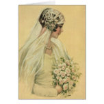 Vintage Victorian Bride in Profile Bridal Portrait Greeting Card