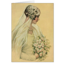 Vintage Victorian Bride in Profile Bridal Portrait Greeting Card