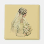 Vintage Victorian Bride in Profile Bridal Portrait Refrigerator Magnet