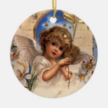 Vintage Victorian Christmas Angel with Bells Ivy Christmas Ornaments