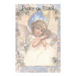 Vintage Victorian Christmas Angel with Bells Ivy Stationery Paper