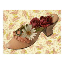 Vintage Victorian Floral Shoe Postcards