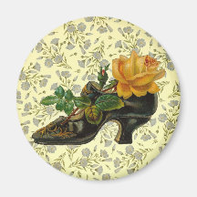 Vintage Victorian Floral Shoe Refrigerator Magnet