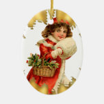 Vintage Victorian Girl Ceramic Christmas Ornament