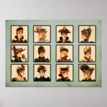 Vintage Victorian Ladies In Hats Collage Print
