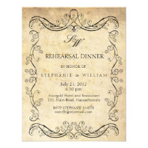 Vintage Victorian Monogram Rehearsal Dinner Card Personalised Announcement