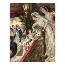 Vintage Victorian Newlywed Bride Tossing Bouquet Invite