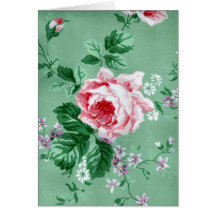 Vintage Victorian Sage Green Floral Wallpaper Card