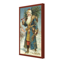 Vintage Victorian Santa Claus with Christmas Tree Stretched Canvas Prints