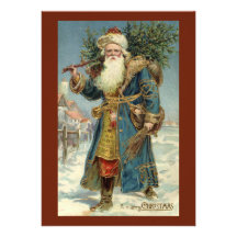 Vintage Victorian Santa Claus with Christmas Tree Custom Announcements